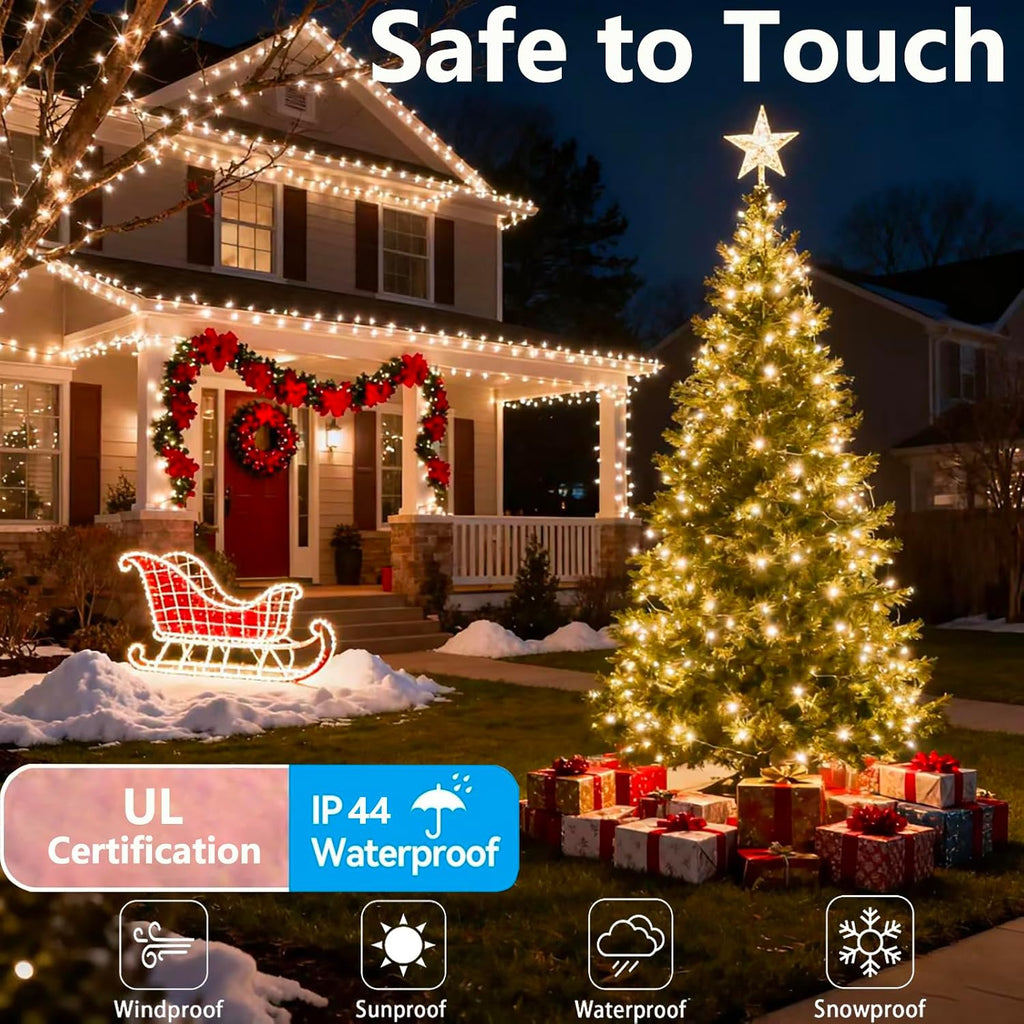 Cluster Christmas Lights, 800 LED 48FT Warm White Cluster Lights, Twinkle Christmas Tree Outdoor Waterproof with 8