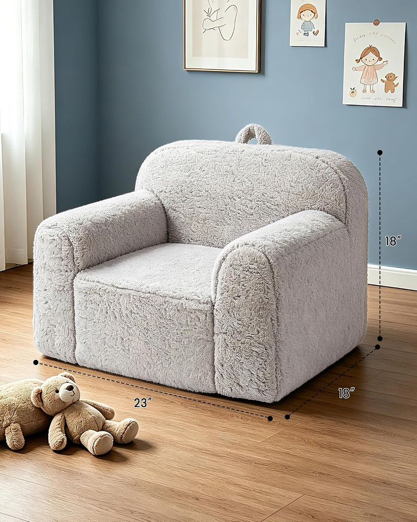 23" Kids Chair & Couch with Washable Sherpa Cover, Birthday Gifts