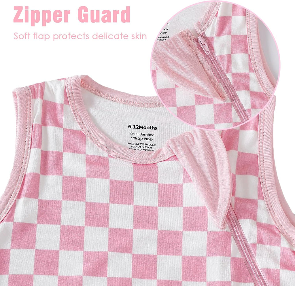 Rayon Made from Bamboo 0.5 Tog Baby Sleep Sack Sleeping Bag Sack Way Zipper Checkered Infant Wearable