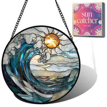Ocean Wave Sunset Suncatcher Sun Catchers Indoor Window Gift for Women 12"