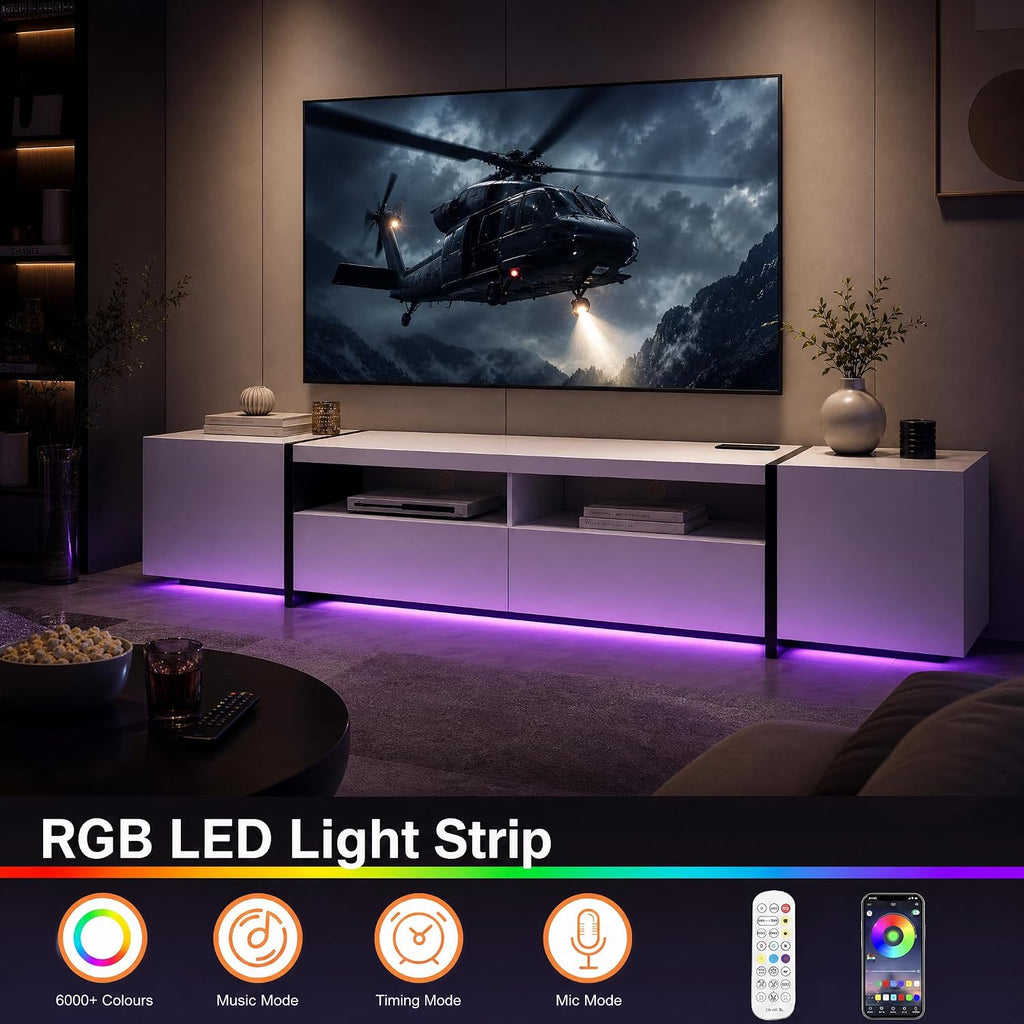 Modern 80 inch TV Stand for 75" 80" Up to 85" TV, LED TV Media Console with Power Outlets, Entertainment Center with