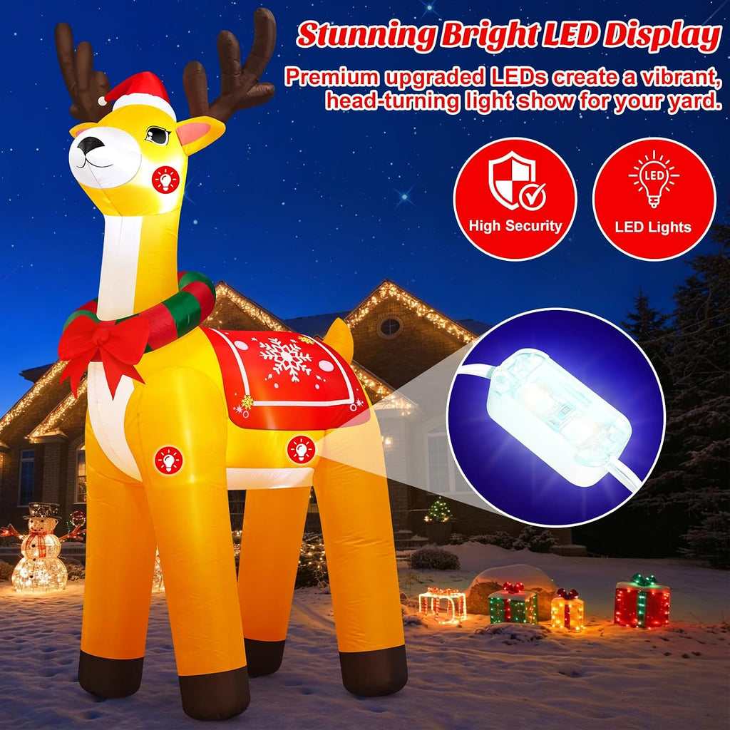 10 FT Giant Christmas Inflatables Reindeer Outdoor Decorations