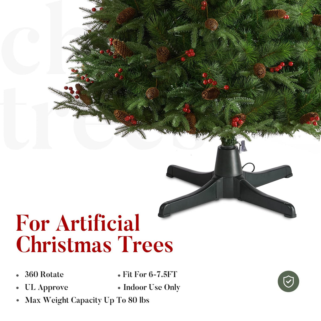 Rotating Christmas Tree Stand, 360-Degree Rotating Adjustable Tree Stand for up to 7.5ft Tall and 80lbs, Spinning