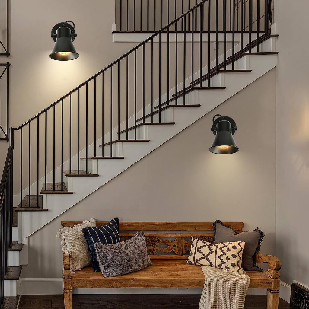 Industrial Mini Track Lighting Ceiling Light, Black Spot Lights Indoor with Multi-Directional Adjustable Light Head