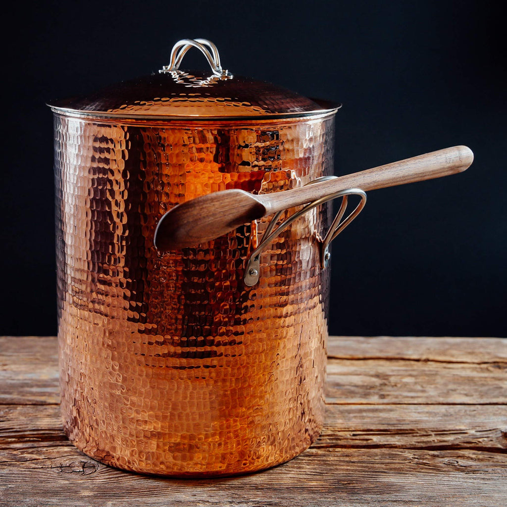 Big Beautiful Stock Pot with Lid | 14 Qt Capacity | 10 in Diameter, 12 in Deep | Pure Copper, Heavy Gauge, Hand