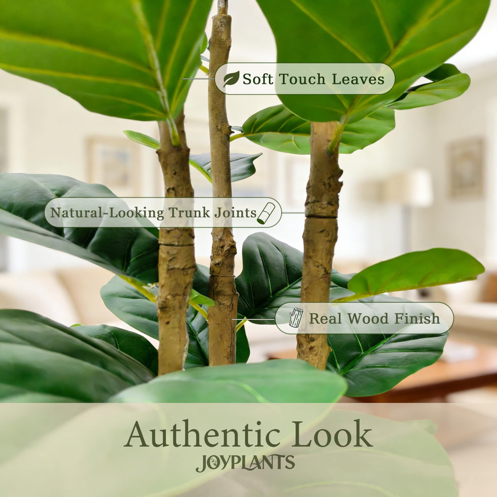 5FT 3-Trunk Artificial Fiddle Leaf Fig Tree with White Planter
