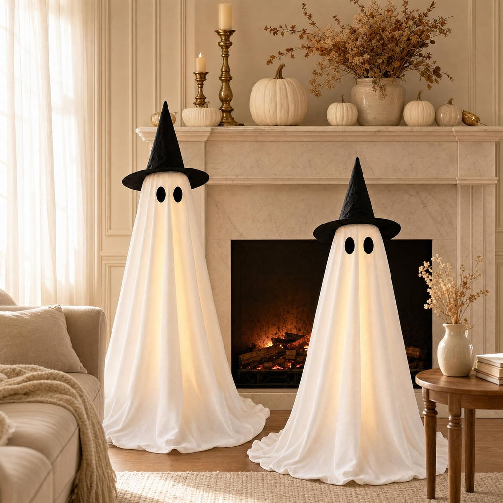 Halloween Decorations Indoor 2 Pack Light Up Ghosts - Set of 2