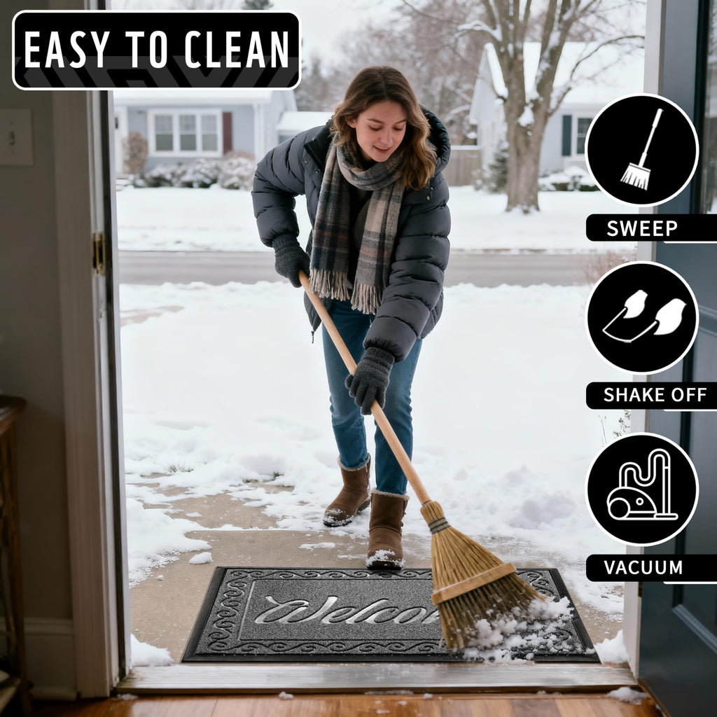 Welcome Mat, Heavy Duty Sturdy Door Mats Entrance Outdoor Indoor, Front Doormat for Outside Patio Floor Entry Porch