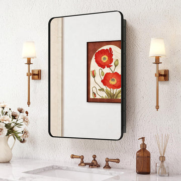 22x30 in Medicine Cabinet with Mirror, Matte Black
