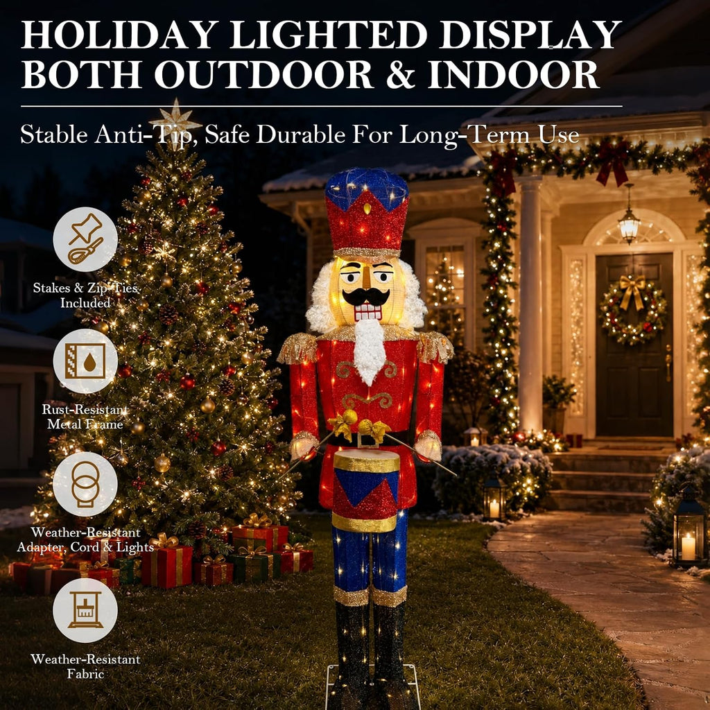 5FT Large Lighted Nutcracker Christmas Decoration Outdoor Blue