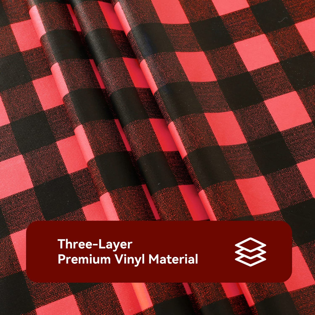 Gingham Vinyl Tablecloth, Rectangle 52 x 70, Black and Red