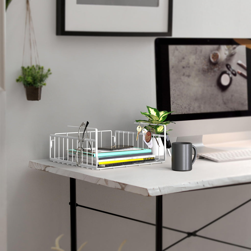 2-Pack Under Shelf Wire Metal Basket Shelf, White