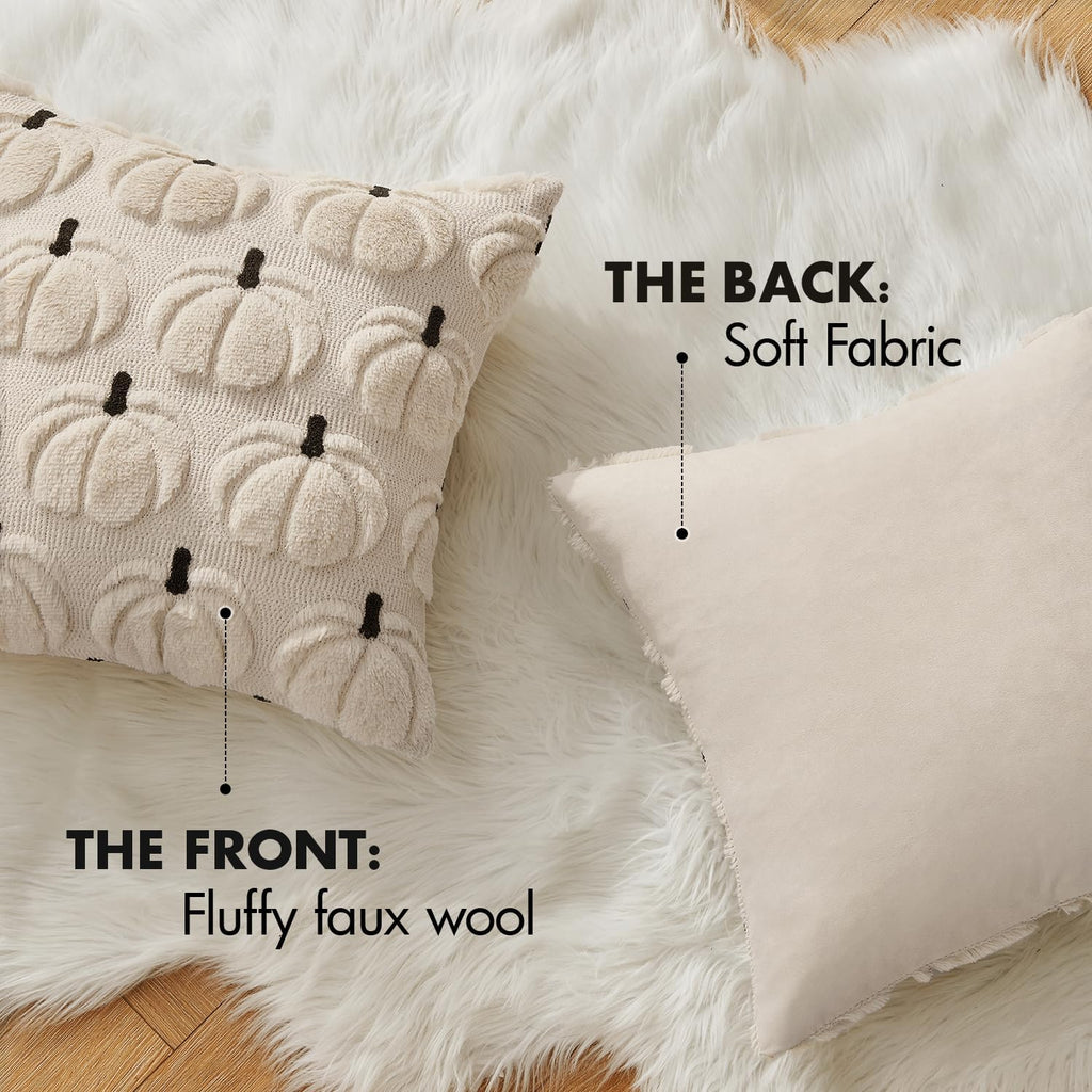 Fall Pumpkin Pillow Covers Fall Decor Beige Pumpkin 18x18 - Set of 2