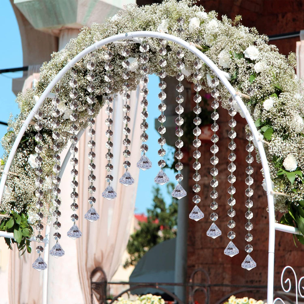33ft Crystal Garland Strands, Hanging Crystal Beads Strings Decorations for Centerpiece Doorway Clear Acrylic Diamond