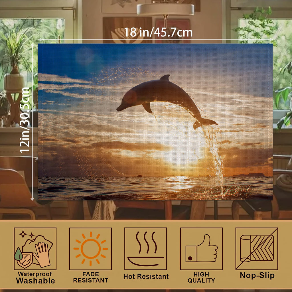 6 Pcs Palm Tree Beach Table Mats,Starfish Ocean Placemats Waterproof Washable, Kitchen Table Decoration Placemats