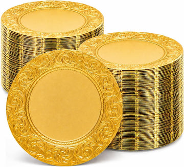 Gold Charger Plates Bulk 100 Pack 13 Inch Charger Plates - Set of 100
