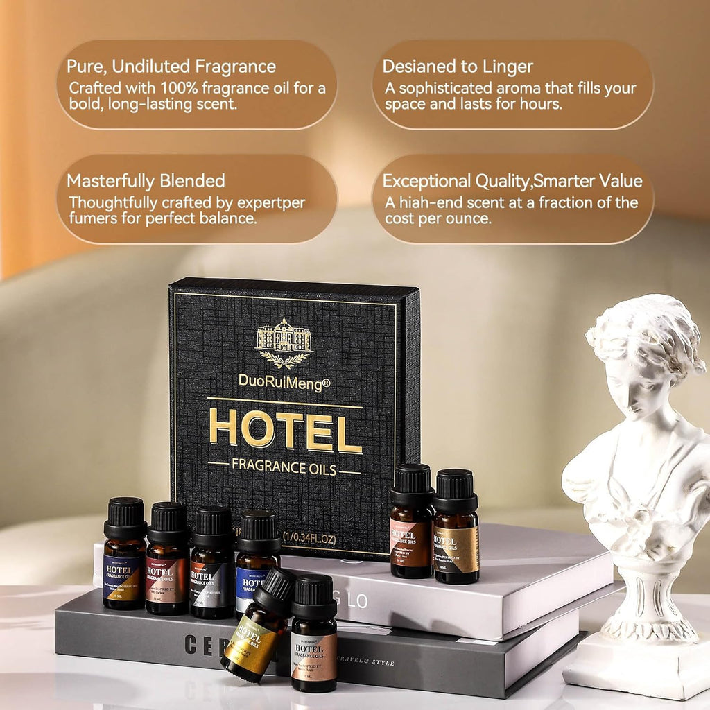 Hotel Diffuser Oil Gift Set - Inspired by 5-Star Hotel Scents - My Way,Ritz - C,White Tea,Baccarat,Four - Set of 8