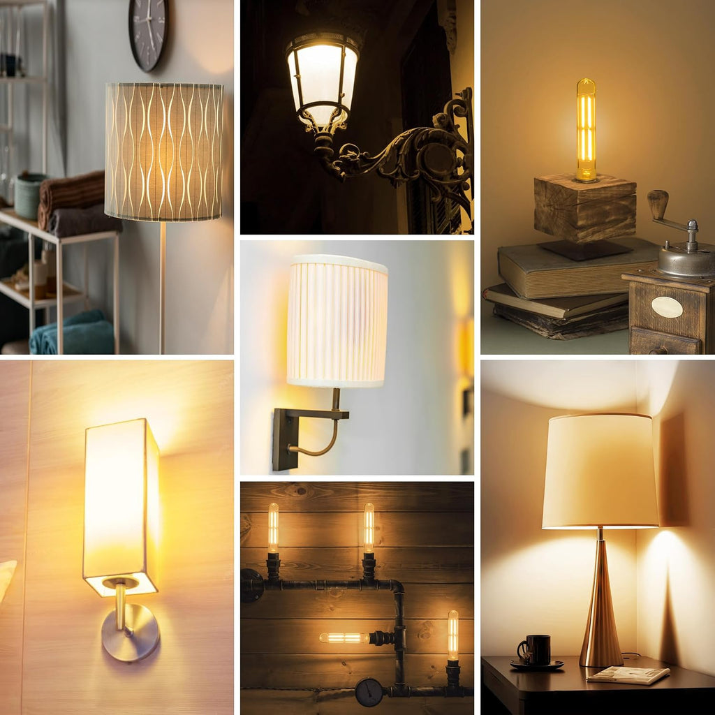 8.9IN LED Light Bulbs E26 Base, 6W 800LM 2700K Soft White T10 T9 Vintage Edison Bulbs Dimmable, AC 120V Equal 80 Watt