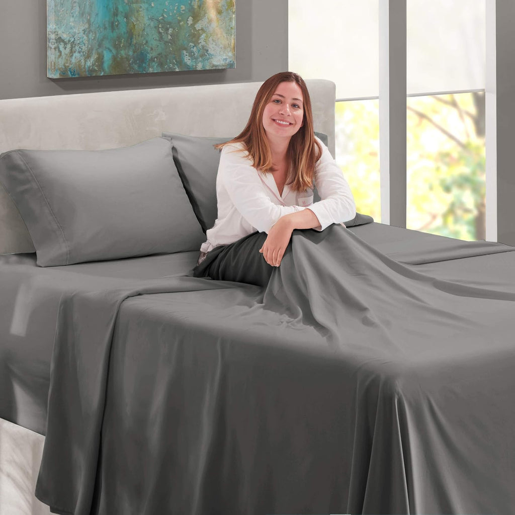 Queen Sheet Set, 4 Piece Extra Deep Pocket (18-24 inches), Microfiber, Cooling, Hotel Luxury, Soft, Breathable