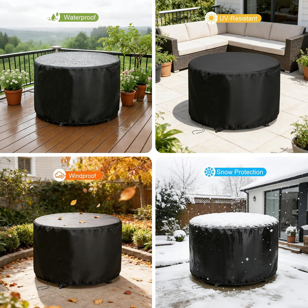 Round Patio Bar Height Table and Chair Cover for 90 Inch Patio Table | Waterproof Outdoor Round Tall High Patio Table