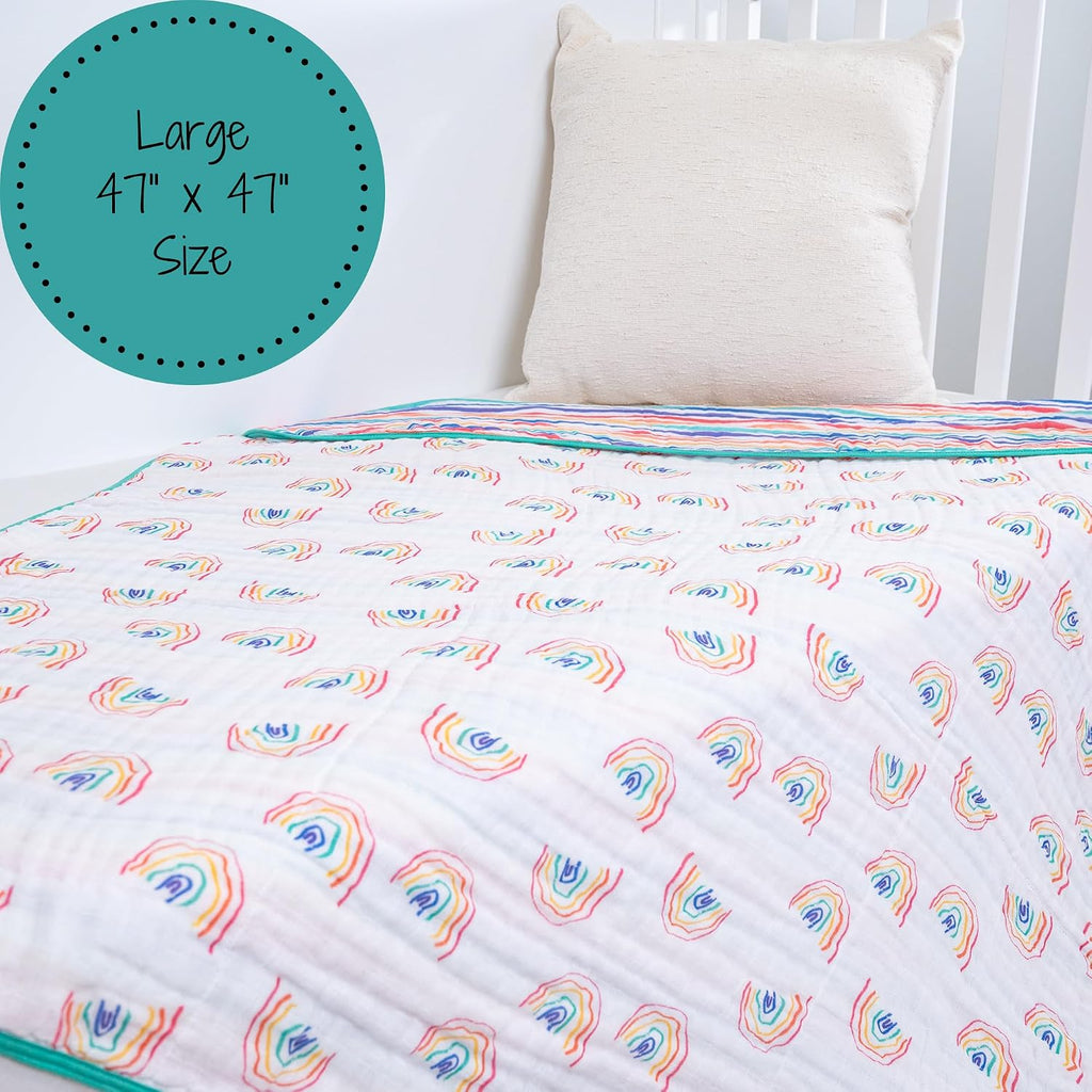 Muslin Baby Blanket, 100% Organic Cotton, Soft Baby Quilt