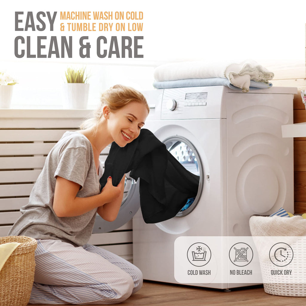 California King Sheets with Elastic Corner Straps - 4pcs Black