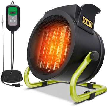 Greenhouse Heater with Thermostat, 1500W Electric Heater for Grow Tent, Auto Temp Control Kit with Digital Display