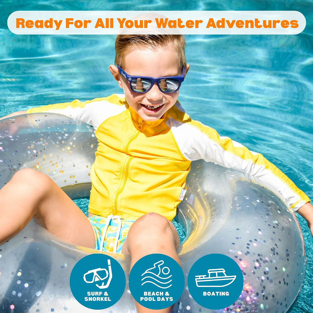 UPF 50+ Boys' Long-Sleeve Rash Guard + Soft Mesh Lined Swim Shorts