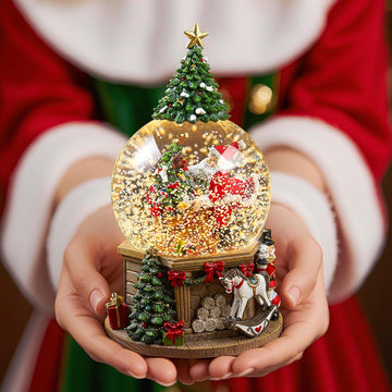 Lighted Christmas Tree Snow Globe Music Box Xmas Gifts Home Decoration