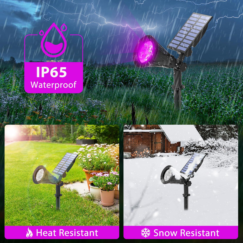 Purple Solar Spot Lights Outdoor, Solar Black Lights Outdoor, 4 Pack