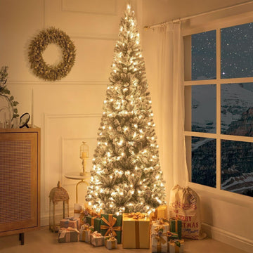 Salzburg Frosted Prelit Slim Artificial Christmas Tree