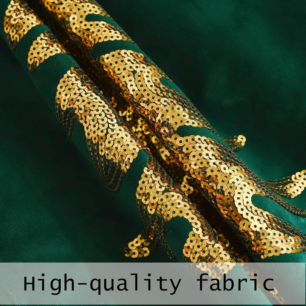 Christmas Pillowcases 18 x 18 inch Dark Green Xmas Tree Sequins Throw Pillow Cover Christmas Pillow case - Set of 2