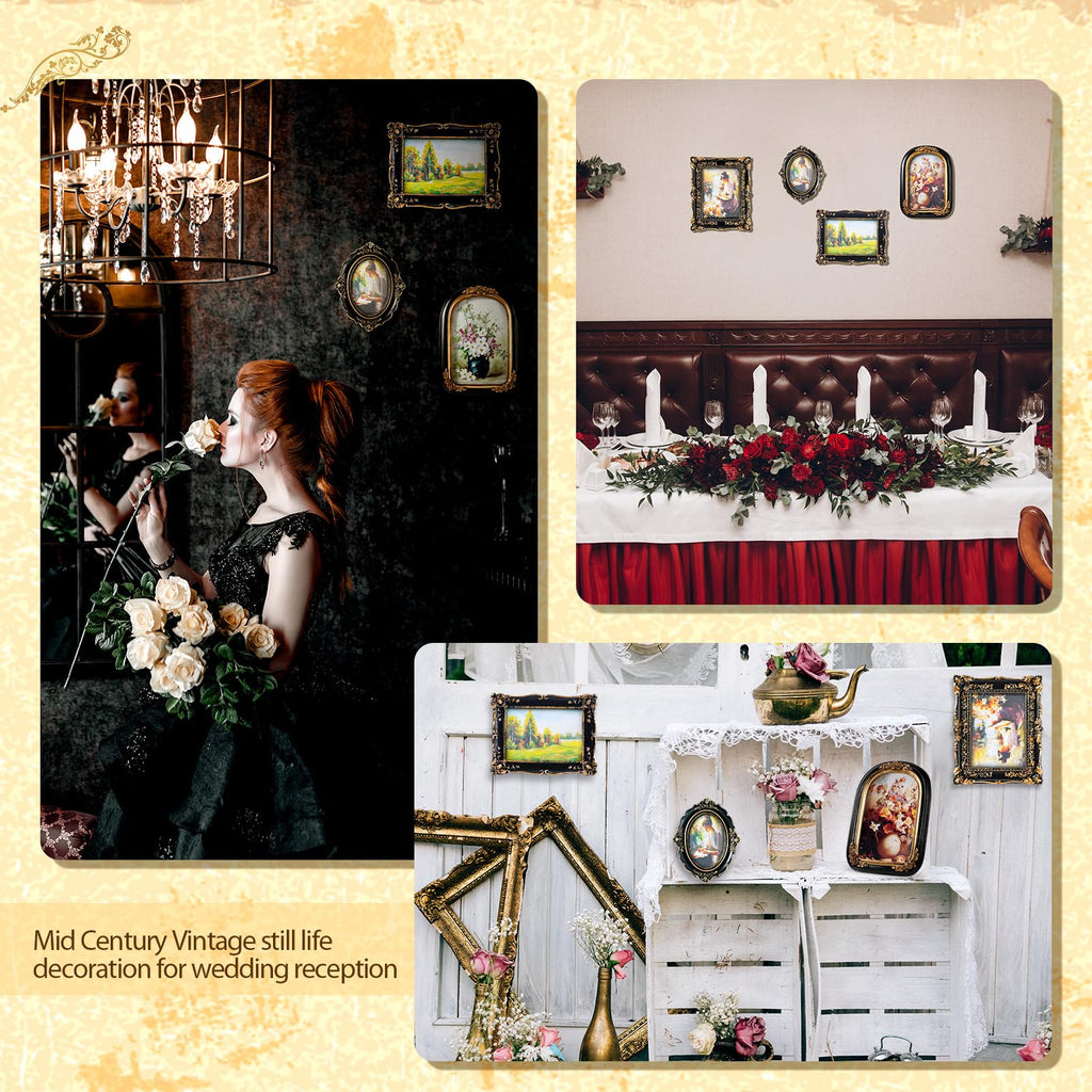 4 Pcs Vintage Picture Frames Set for Gallery Wall, Black Ornate Baroque Picture Frames, Antique Victorian Decorative