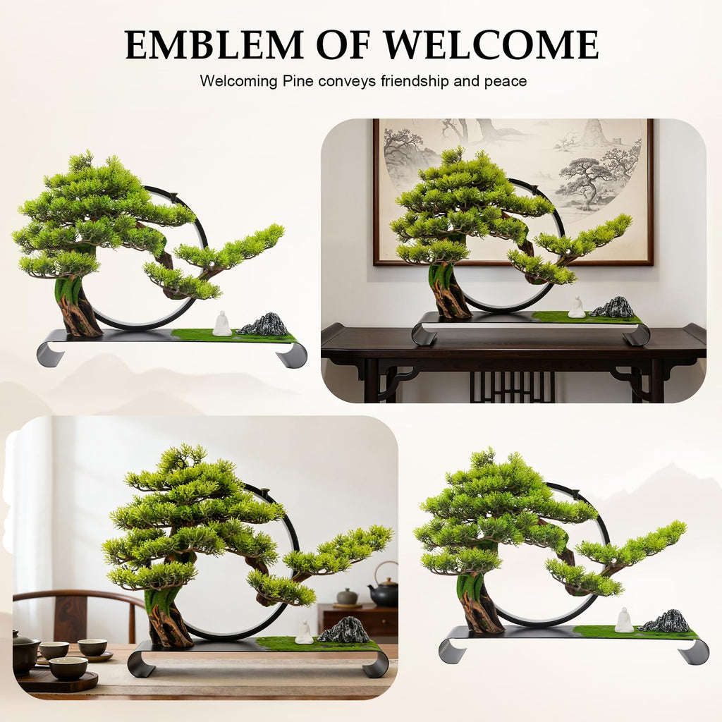 Realistic Simulation Bonsai, Zen Artificial Welcome Pine Bonsai LED Lamp 10%-100% Brightness, Artificial Bonsai Pine