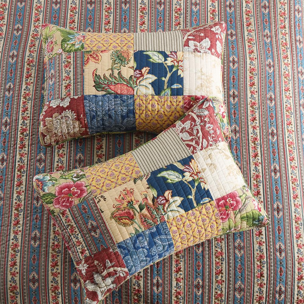 Cotton Bedspread Quilt Sets Reversible Bedding Coverlet Sets 3 Pieces Gorgeous Rustic Vintage Floral Red Yellow