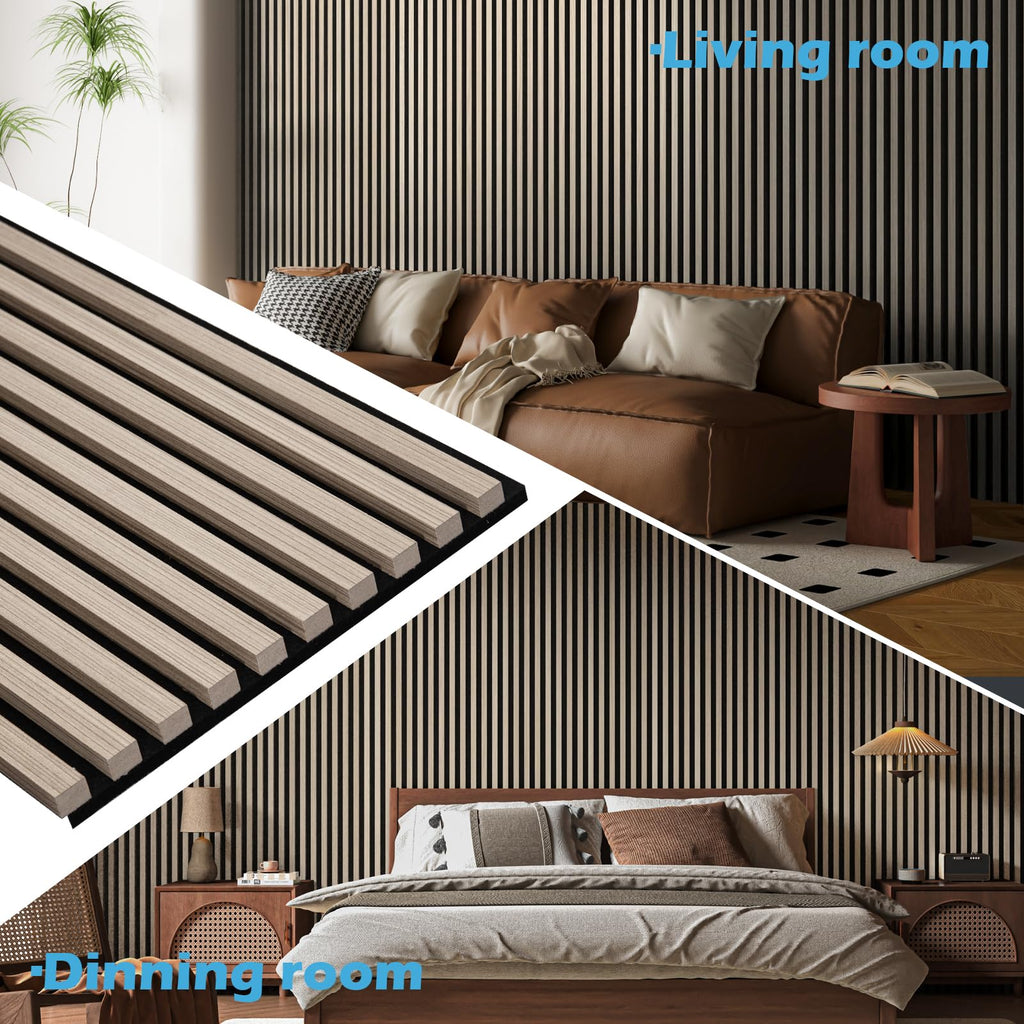 108 x 12 in 3D Fluted Soundproof Wood Slat Wall Panel, 4-Pack, Oak