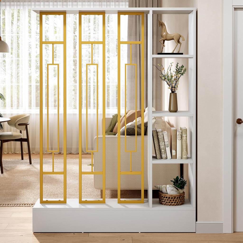 Room Divider with Shelves, 71" Freestanding Storage Room Divider