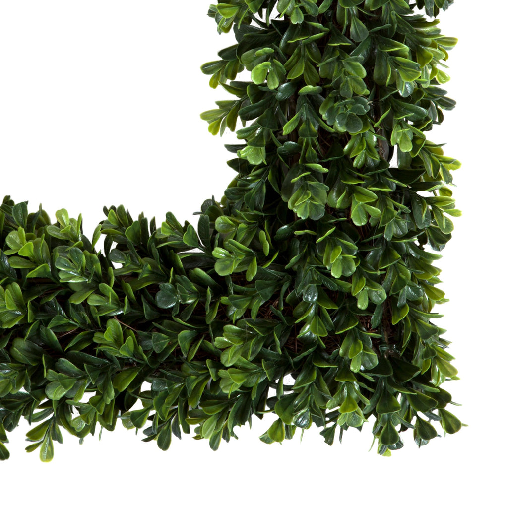Square Boxwood Wreath for Front Door, Green, 16.5"