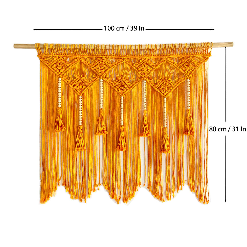 Macrame Wall Hanging and Headboard - Boho Wall Decor and Art Tapestry with Tassels - Woven Wall Backdrop 31'X39'