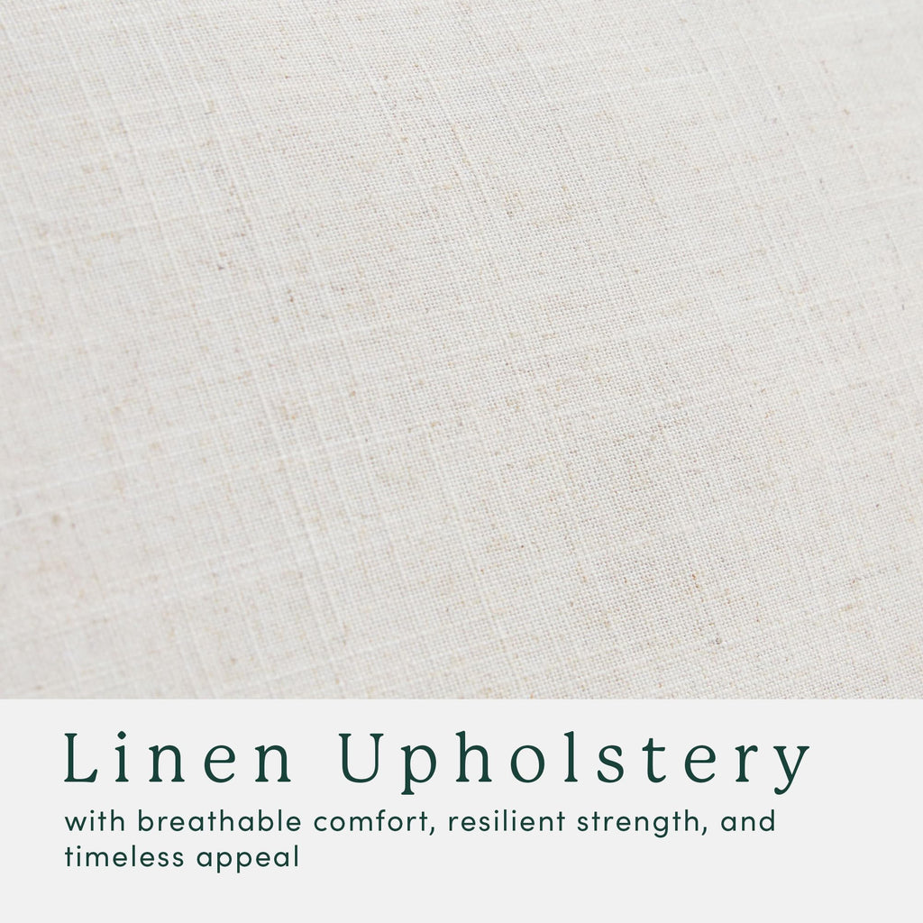Nash Modern Farmhouse Large Oversized Linen Ottoman, Cream