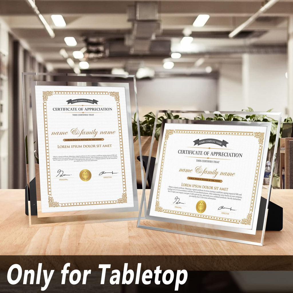 6 Packs 8.5 by 11 Glass Certificate Frames, 8.5x11 School Frames