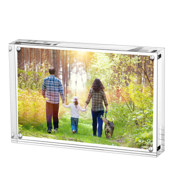 5x7 Inches Acrylic Picture Frame, Double Sided Clear Frameless Photo Frames with Magnetic Desktop Transparent