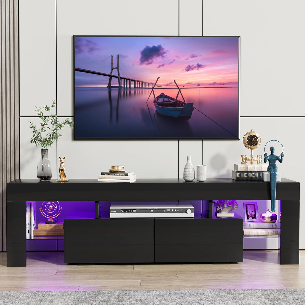 63 Inch Modern LED TV Stand for 70 Inch TV (Black)