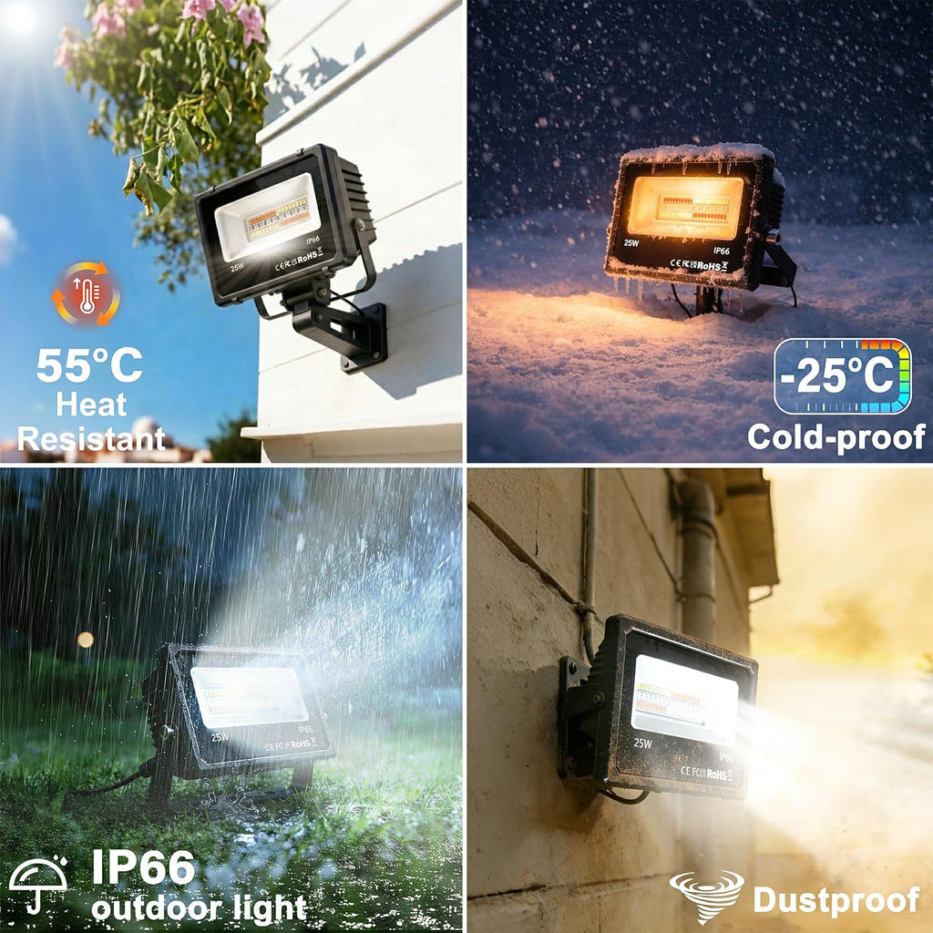 LED Flood Light Outdoor,Bluetooth RGBCW Flood Light with APP Control,25w Color Changing LED Light with 16 Million