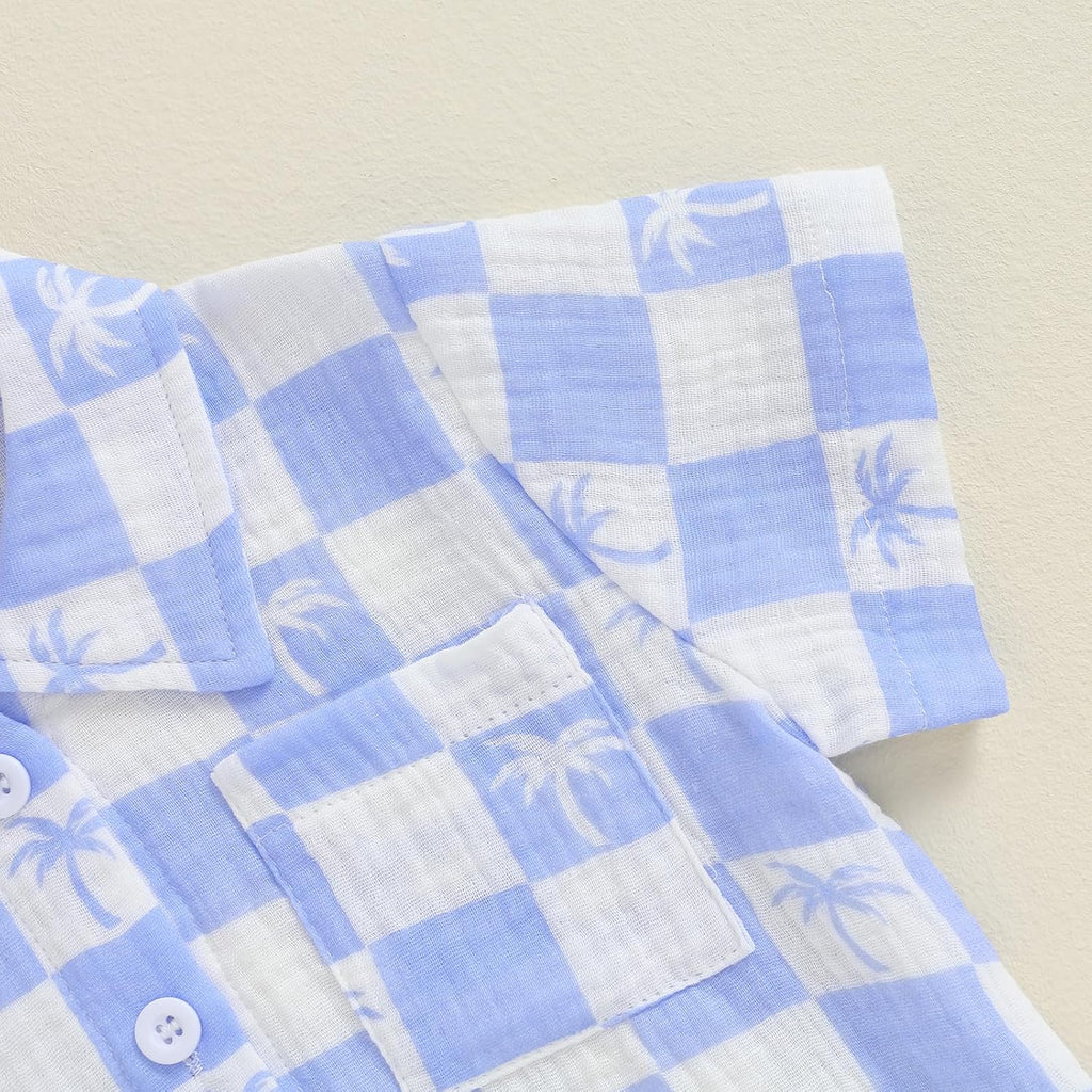 Toddler Baby Boy Summer Beach Outfit Button Down Shirt Shorts Set