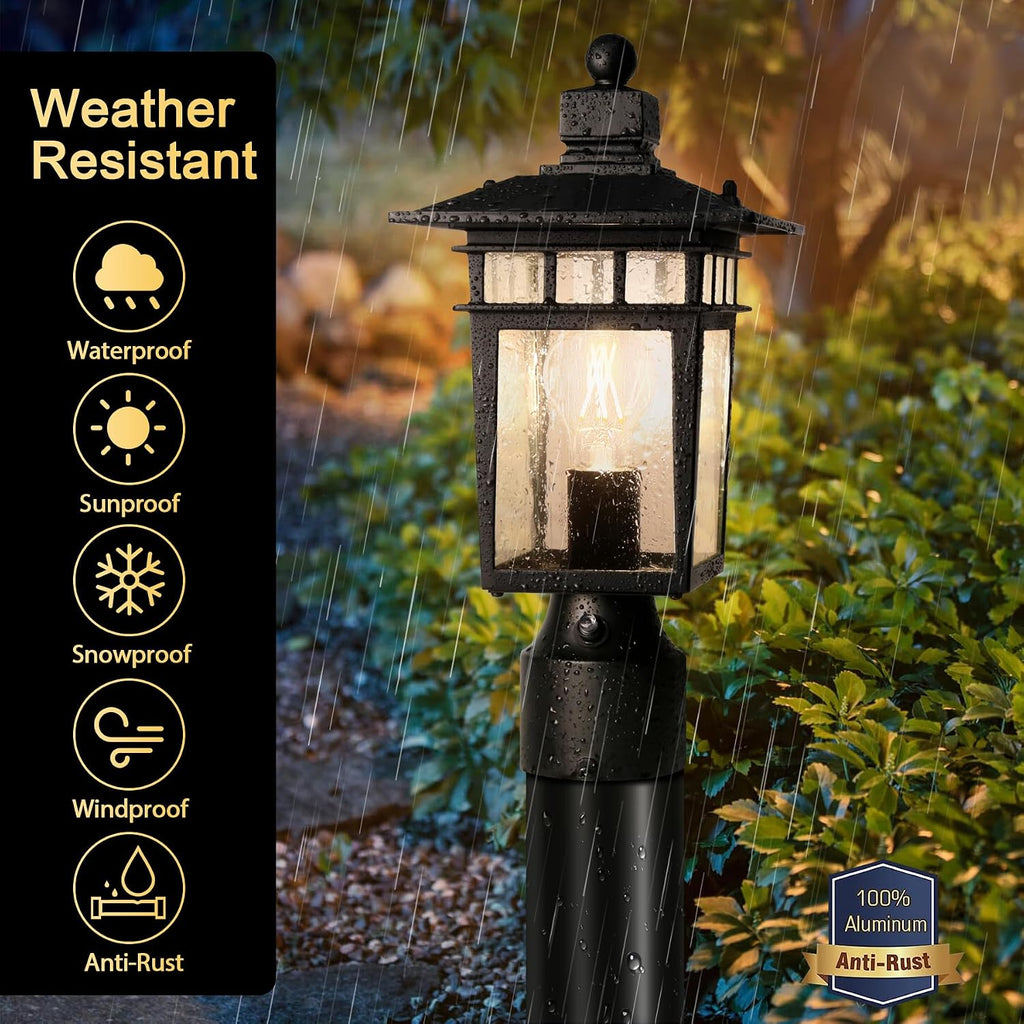 Dusk to Dawn Outdoor Post Lights,Black Waterproof Lamp Post Light Fixture