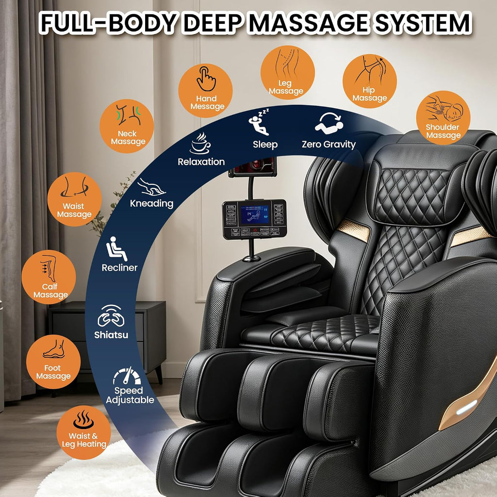2027 Zero Gravity Massage Chair Full Body and Recliner with Heat & 10 Fix Rollers, 5 Auto Modes & 3 Intensity Levels