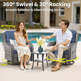 5-Piece Patio Furniture Set with Swivel Chairs Coffee Table, Outdoor Wicker Sofa with 42" Fire Pit Table