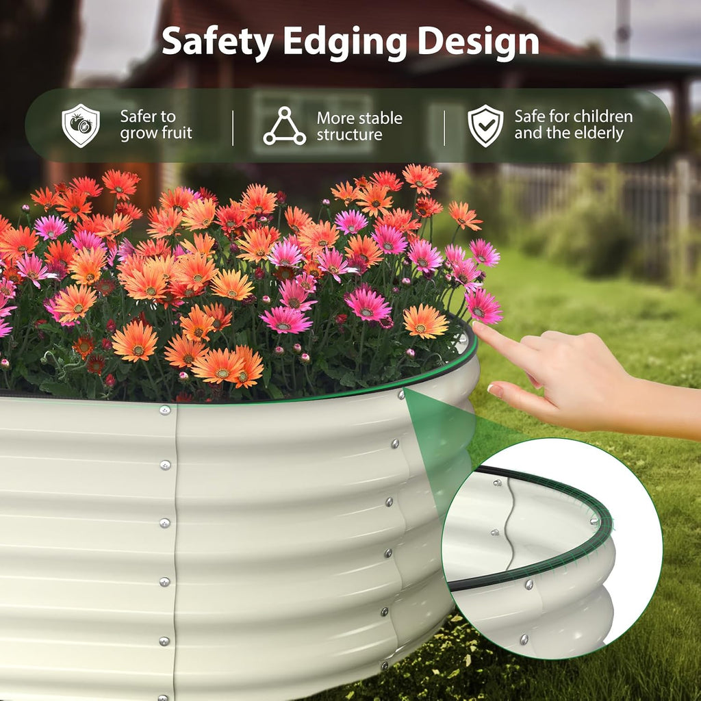Raised Garden Bed Kit, 6x3x1.5 ft Galvanized Planter Box Outdoor with Safety Edging, Large Metal Raised Beds for