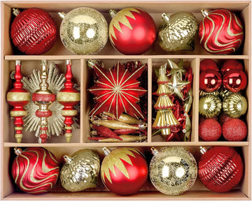 Assorted Christmas Tree Ornaments Set for Holiday Home - Set of 80